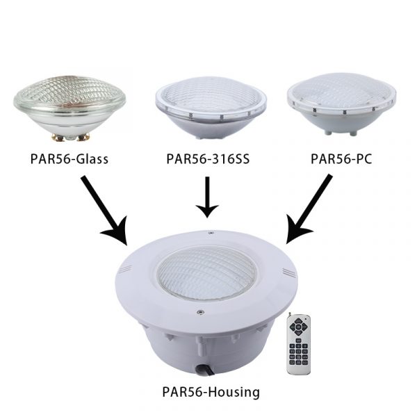 WZYJLyds LED Pool Lights With Niche PAR56 Stainless Steel Material 12V AC IP68 Recessed Underwater Lamp For Swimming Pool With Film Type 100% Waterproof (Color : RGB Remote Control, Size : 12W